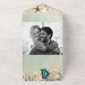 ロマンチックなビーチスターフィッシュ&パールエレガントな結婚式 オールインワン招待状 (外側)