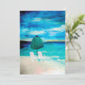 ロマンチックなビーチノートグリーティングカード。 招待状 (スタンド正面)