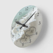 ロマンチックなビーチハート ラウンド壁時計 (傾斜)