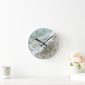 ロマンチックなビーチハート ラウンド壁時計 (ホーム)