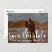 ロマンチックなビーチ写真タイポグラフィ30日付を保存1 案内ポストカード (正面/裏面)