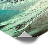 ロマンチックなビーチ引用文海と空の写真 ポスター (角)