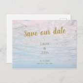 ロマンチックなビーチ日付の保存結婚式招待状 ポストカード (正面/裏面)