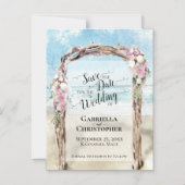 ロマンチックなビーチ水の色を保存結婚日付 マグネット招待状 (正面)