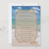 ロマンチックなビーチ結婚ヒトデのモノグラム招待状 招待状 (裏面)