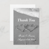 ロマンチックなビーチ結婚式サンディハートスケッチ サンキューカード (正面/裏面)
