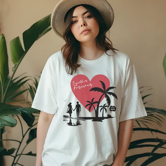 ロマンチックなビーチ、甘いカップル、永遠 Tシャツ
