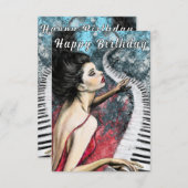 ロマンチックなピアノ音楽誕生日カード (正面/裏面)