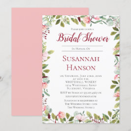 ロマンチックなピオニーとユーカリのブライダルシャワー 招待状