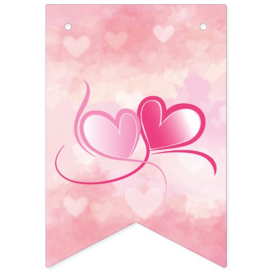 ロマンチックなピンクとクリムゾンがバレンタインデーに バンティングフラッグ (第3の旗)