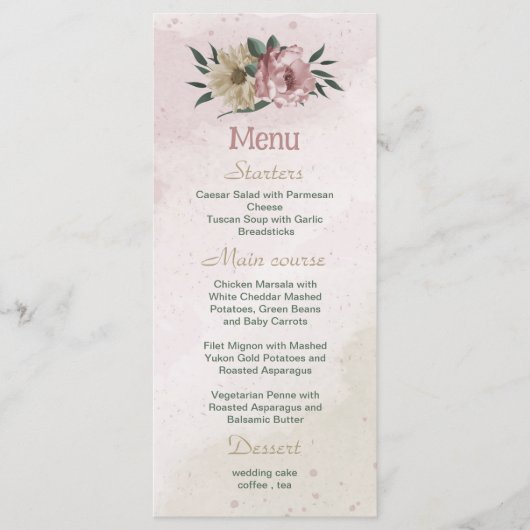 ロマンチックなピンクとシャンパンの結婚花 メニュー (正面)