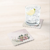 ロマンチックなピンクとシャンパンの花 ペーパーコースター (インサイチュ)