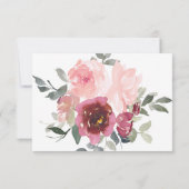 ロマンチックなピンクとバーガンディの結婚式RSVP 出欠カード (裏面)