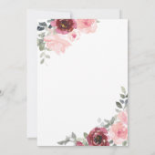 ロマンチックなピンクとバーガンディの花束のウェディング 招待状 (裏面)