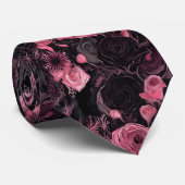 ロマンチックなピンクとブラックのゴシック様式のバラ ネクタイ (ロール)