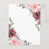 ロマンチックなピンクとブルゴーニュ結婚のフローラ詳細 エンクロージャーカード (裏面)