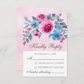 ロマンチックなピンクとブルーの水色RSVPカード アドバイスカード (正面/裏面)