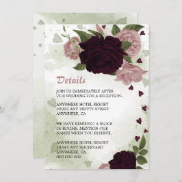 ロマンチックなピンクと梅の花の緑の詳細 エンクロージャーカード