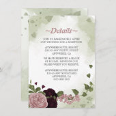 ロマンチックなピンクと梅の花の緑の詳細 エンクロージャーカード (正面/裏面)