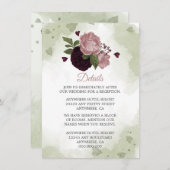 ロマンチックなピンクと梅の花の緑の詳細 エンクロージャーカード (正面/裏面)