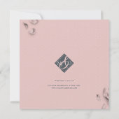 ロマンチックなピンクと白い花の牡丹 セーブザデート (裏面)