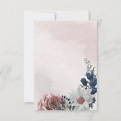 ロマンチックなピンクと白と海軍の青い花 サンキューカード (裏面)