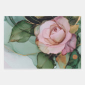 ロマンチックなピンクと白のバラの花のブライズシャワー ラッピングペーパーシート (正面)