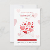 ロマンチックなピンクと白のバレンタインデーパーティー 招待状 (正面)