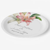 ロマンチックなピンクと白のユリ ペーパープレート (アングル)