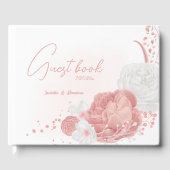 ロマンチックなピンクと白の花の植物性結婚の ゲストブック (正面)