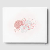 ロマンチックなピンクと白の花の植物性結婚の ゲストブック (裏面)