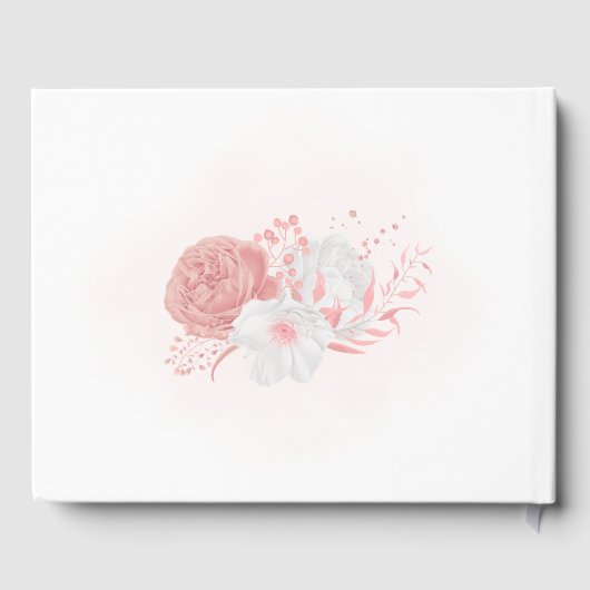 ロマンチックなピンクと白の花の植物性結婚の ゲストブック (裏面)