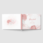 ロマンチックなピンクと白の花の植物性結婚の ゲストブック (全面)