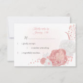 ロマンチックなピンクと白の花の植物性RSVP ca 出欠カード (正面)