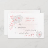 ロマンチックなピンクと白の花の植物 出欠カード (正面/裏面)