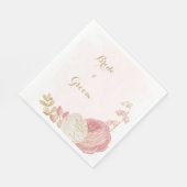 ロマンチックなピンクと白の花の金ゴールド スタンダードランチョンナプキン (角)