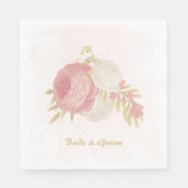 ロマンチックなピンクと白の花の金ゴールド スタンダードランチョンナプキン (正面)