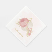 ロマンチックなピンクと白の花の金ゴールド スタンダードランチョンナプキン (角)