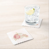 ロマンチックなピンクと白の花の金ゴールド ペーパーコースター (インサイチュ)