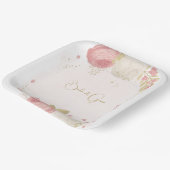 ロマンチックなピンクと白の花の金ゴールド ペーパープレート (傾斜あり)