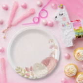 ロマンチックなピンクと白の花の金ゴールド ペーパープレート (パーティー)