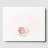 ロマンチックなピンクと白の花結婚の金ゴールド ゲストブック (裏面)