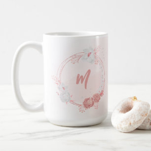 ロマンチックなピンクと白の花 コーヒーマグカップ