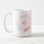 ロマンチックなピンクと白の花 コーヒーマグカップ (左)