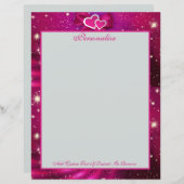 ロマンチックなピンクと紫のハート、弓と星 (正面/裏面)