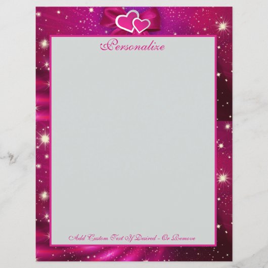 ロマンチックなピンクと紫のハート、弓と星 (正面)