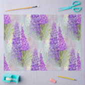 ロマンチックなピンクと紫のフローラ水色ルパン 薄葉紙 (クラフト)