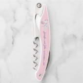 ロマンチックなピンクと紫の牡丹の結婚式の引き出物 ソムリエナイフ (正面)