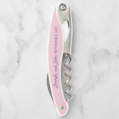 ロマンチックなピンクと紫の牡丹の結婚式の引き出物 ソムリエナイフ (裏面)