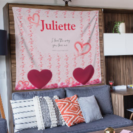 ロマンチックなピンクと赤いハートバレンタインデタペストリー タペストリー